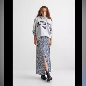 Mango teen collection midi floral button front viscose flowy skirt size XXS